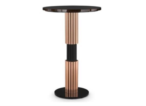 高檔酒吧輕奢玫瑰金不銹鋼圓柱底盤吧臺(tái)